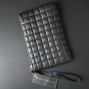 Jane & Berry Quilted Black Wallet Clutch